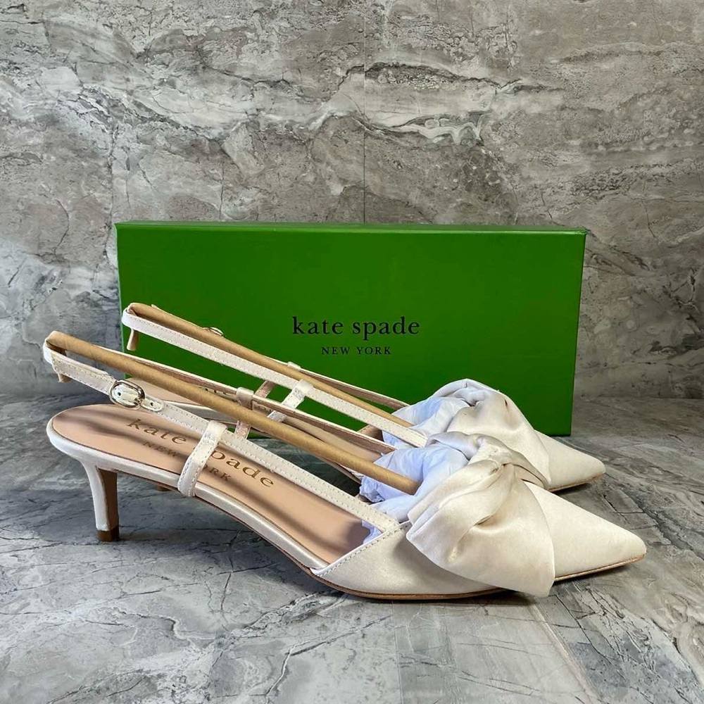 KATE SPADE NEW YORK MARSEILLE SATIN BOW KITTEN HEELS - Picture 2 of 3